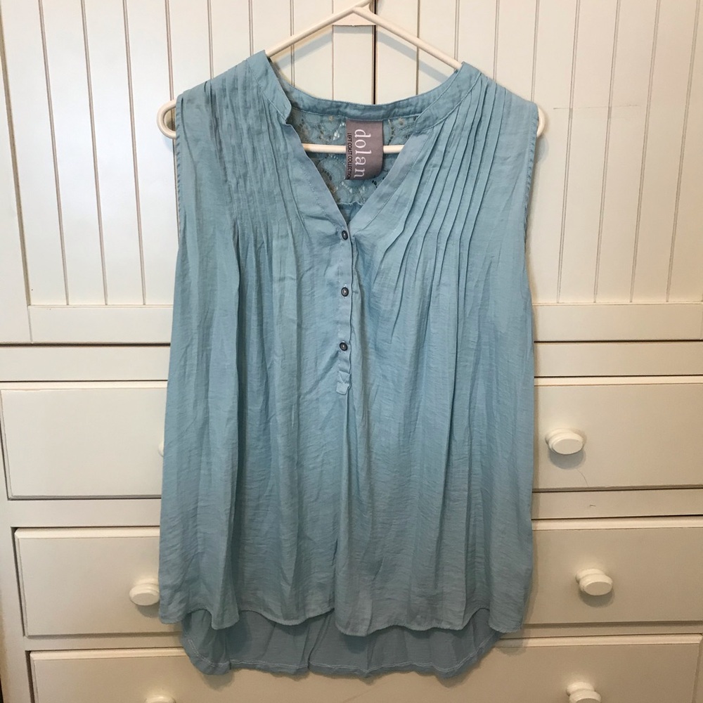 Anthropologie Mint Mixed Media Shirt w Lace Detail